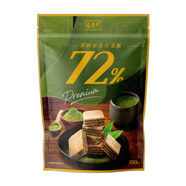 盛香珍 靜岡抹茶72%巧克酥100gX10包入/箱